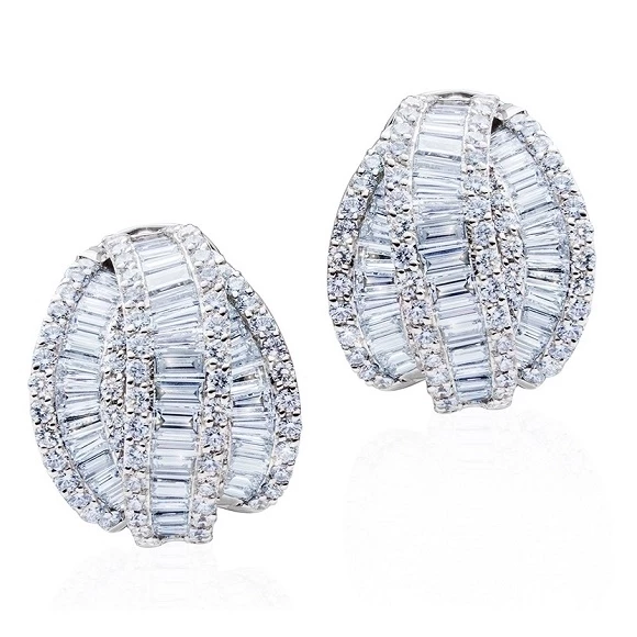 BAGUETTE AND ROUND CUT DIAMONDS EARRINGS 15.89 CT 