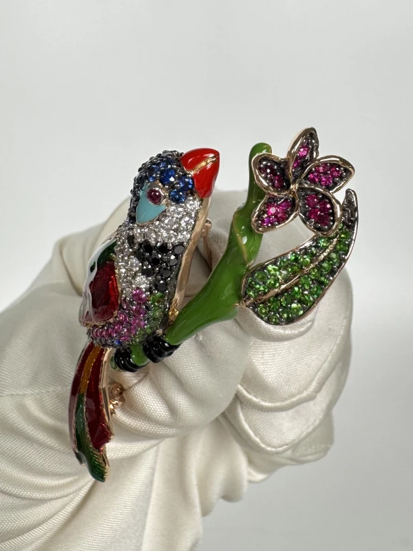 RalfDiamonds PARROT BROOCH RFD556 3