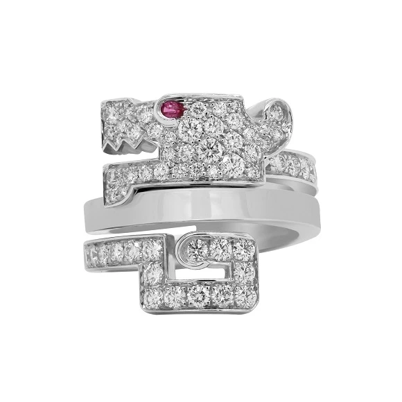 Cartier LE BAISER DU DRAGON DIAMOND & RUBY RING Cartier