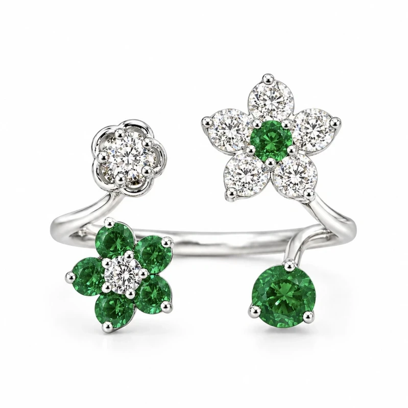 EMERALD 1.10 CT & DIAMOND 0.87 CT RING (SIZE 55)