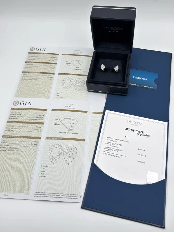 DeRosa DIAMOND EARRINGS 1.01 CT F/VVS2 - 1.00 CT F/VS1 Е6652393 4