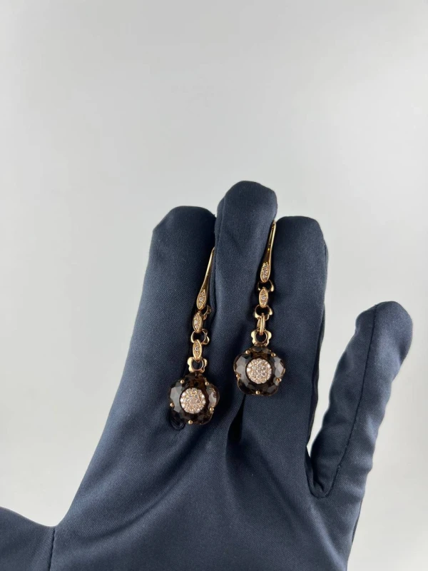 Pasquale Bruni EARRINGS PASQUALE BRUNI FROWERS ROSE GOLD QUARZ 0.40ct DIAMONDS Bon Ton FROWERS 3