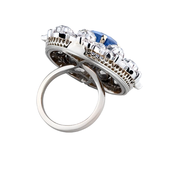 Earrings without a brand КОЛЬЦО С САПФИРАМИ И БРИЛЛИАНТАМИ SRILANKA (NEW) NN14.93ct 2