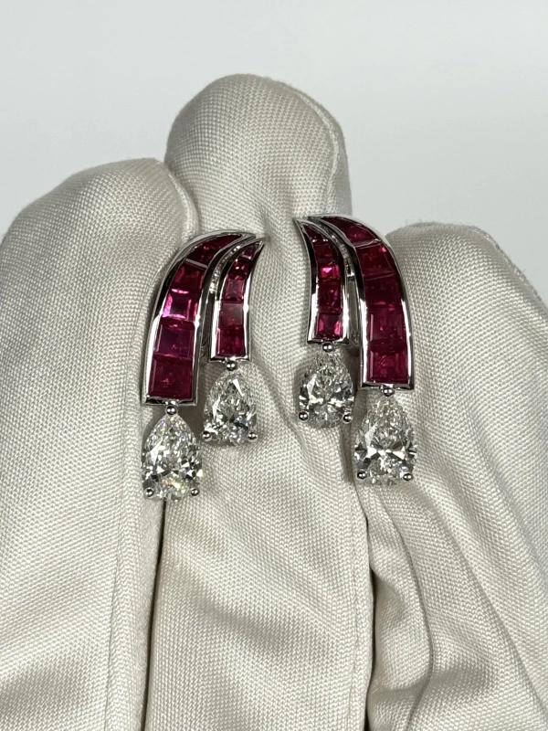 VERDI JEWELLERY СЕРЬГИ С БРИЛЛИАНТАМИ И РУБИНАМИ A79F 4