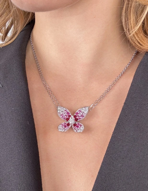 Graff Butterfly Ruby, Pink Sapphire and Diamond Pendant RGP871 4