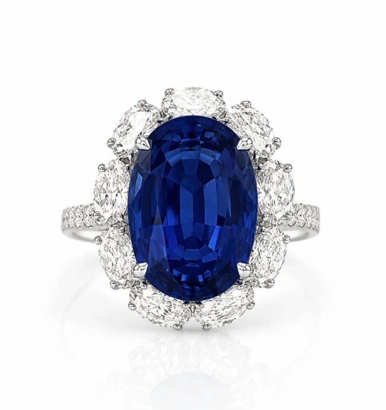 OVAL SAPPHIRE 7.04 CT "CORNFLOWER" RING, SRI LANKA (SIZE 53) GRS