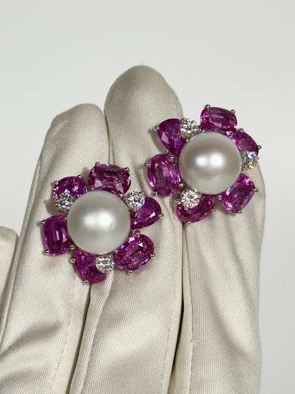 ADLER. PEARL & PINK SAPPHIRE, DIAMOND SET 69802/69805 6