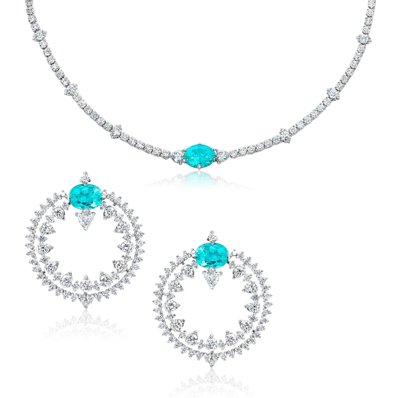 PARAIBA 4.96 CT & DIAMOND SET