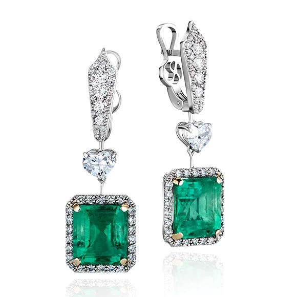 Earrings without a brand C ИЗУМРУДАМИ 5.13 СТ - 5.00 СТ 5.13 CT - 5.00 CT