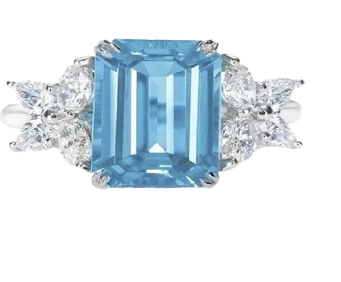 Harry Winston AQUAMARINE EMERALD CUT FASHION RING CLASSIC 5.53 CT 135807