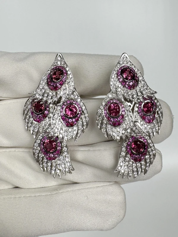 Carrera y Carrera PEACOCK EARRINGS RUBY peacock075 3