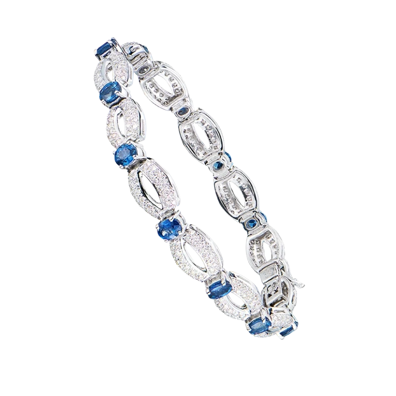 OVAL SAPPHIRE 5.55 CT & DIA 1.90 C BRACELEN (SIZE M)