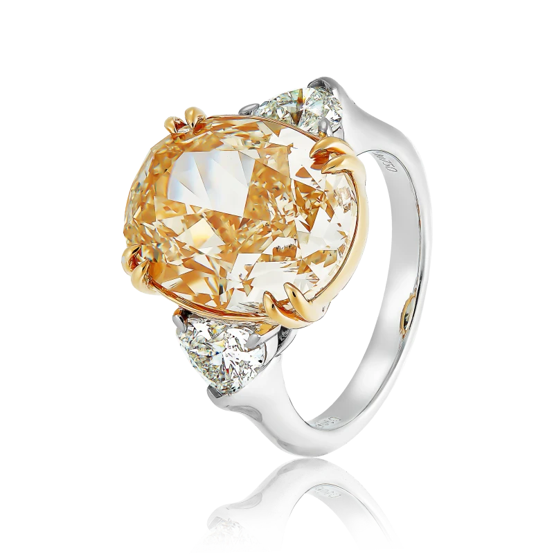 OVAL DIAMOND 10.03 CT FANCY BROWNISH YELLOW/SI RING (GIA)