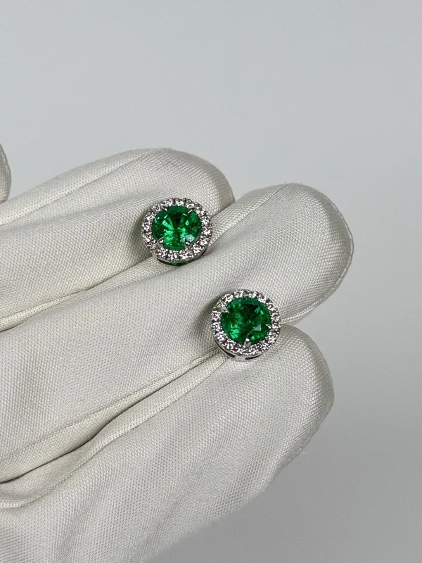 DeRosa EMERALD EARRINGS 0.96 - 0.89 CT VIVID TO INTENSE GREEN E447182 3