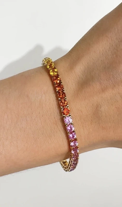 DeRosa MULTICOLOR SAPPHIRE 12.82 CT BRACELET (SIZE 17.5) B088346 4