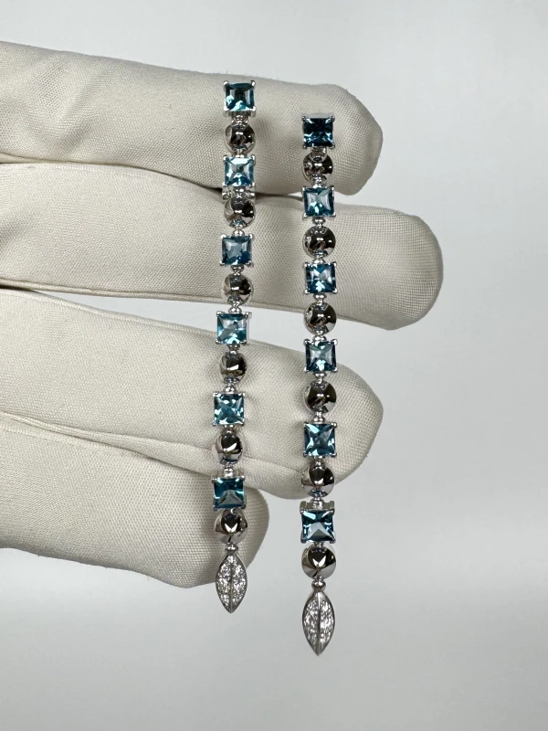 Bvlgari LUCEA DIAMOND AND BLUE TOPAZ WATERFALL EARRINGS BVLG7131 3