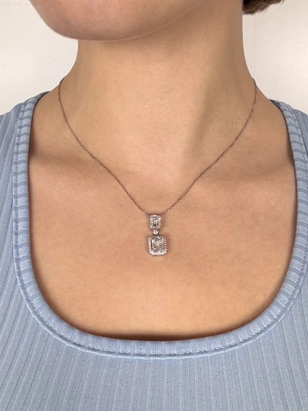 СЕРЬГИ NO NAME EMERALD DIAMOND 2.03 CT E/VVS1 PENDANT (GIA) 251924 2