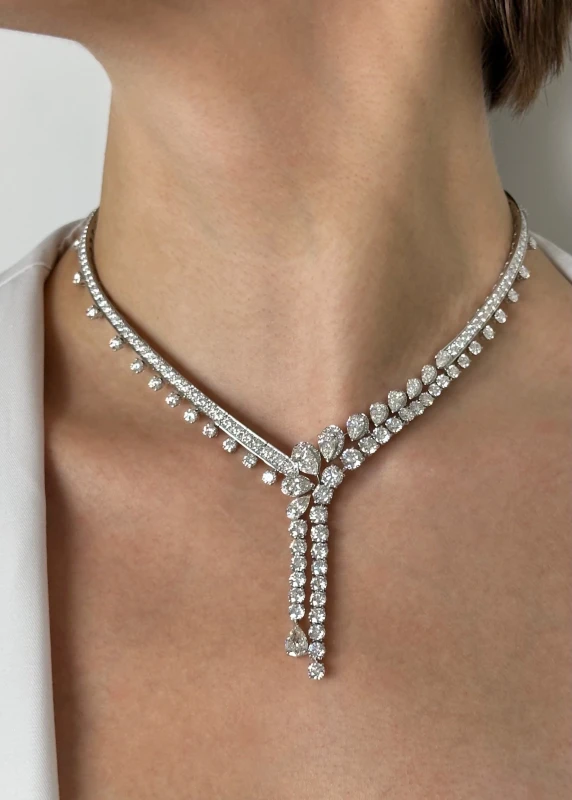 Graff White Pear Shape And Round Diamond Double Row Set RGN829 5