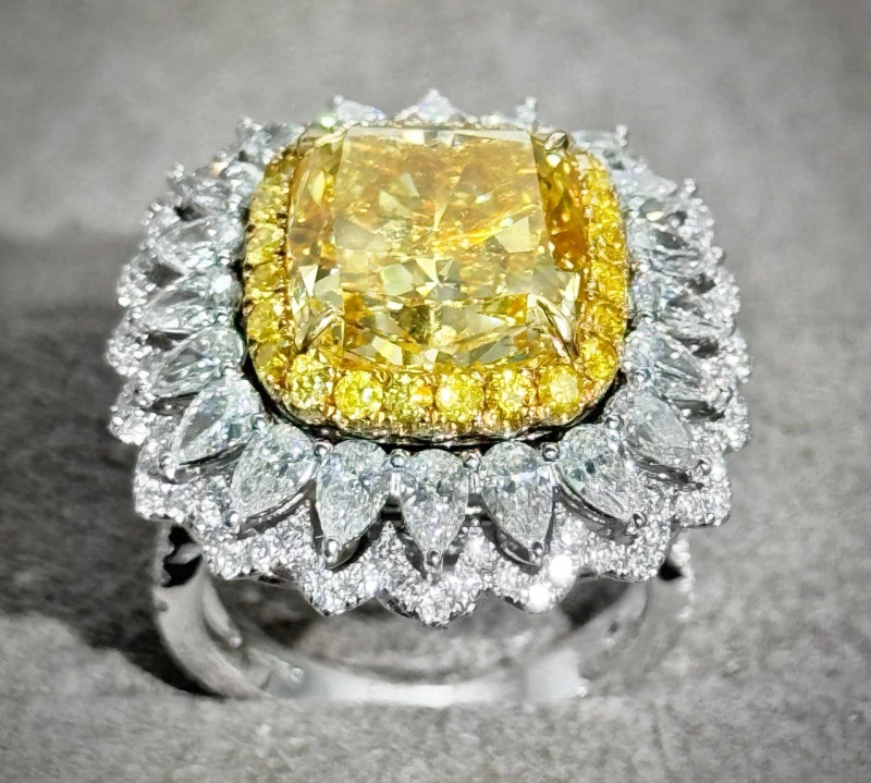 СЕРЬГИ NO NAME DIAMOND RING 9.28 CT DEEP FANCY YELLOW/SI1 9,28 190924 3