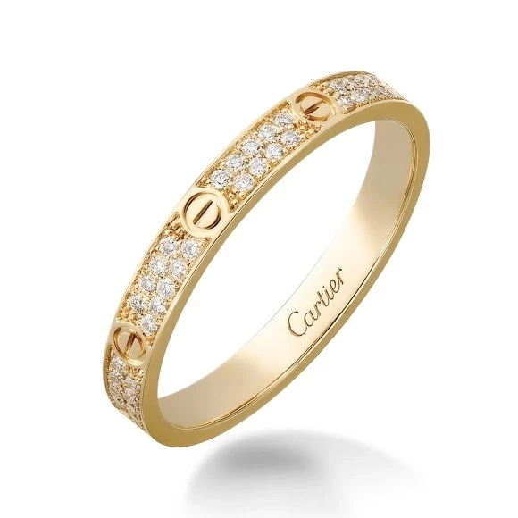 LOVE RING, SMALL MODEL, DIAMOND- PAVED, YELLOW GOLD