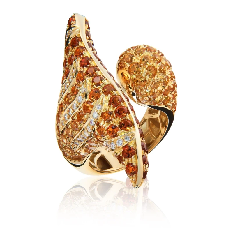 DIAMOND AND CITRINE RING (SIZE 57)