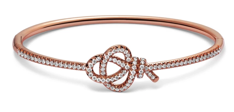 Tiffany Knot Hinged Bracelet in Rose Gold with Diamonds