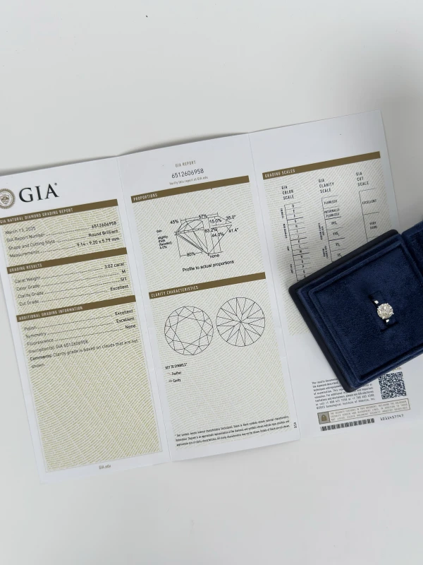 СЕРЬГИ NO NAME ROUND DIAMOND 3.02 CT M/SI1 RING (GIA) NN3.02CT M/SI1 (GIA) 7