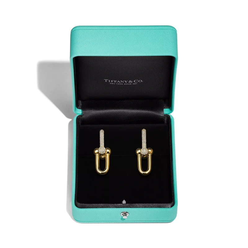 Tiffany & Co Tiffany HardWear Large Link Earrings in Yellow Gold with Pavé Diamonds 70353121 4