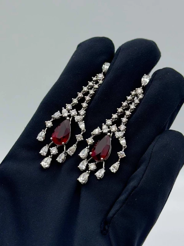 DeRosa RUBY PEAR EARRINGS 4.03 - 4.02 CT E125613914 1