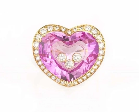SO HAPPY RING. PINK CRYSTAL HEART