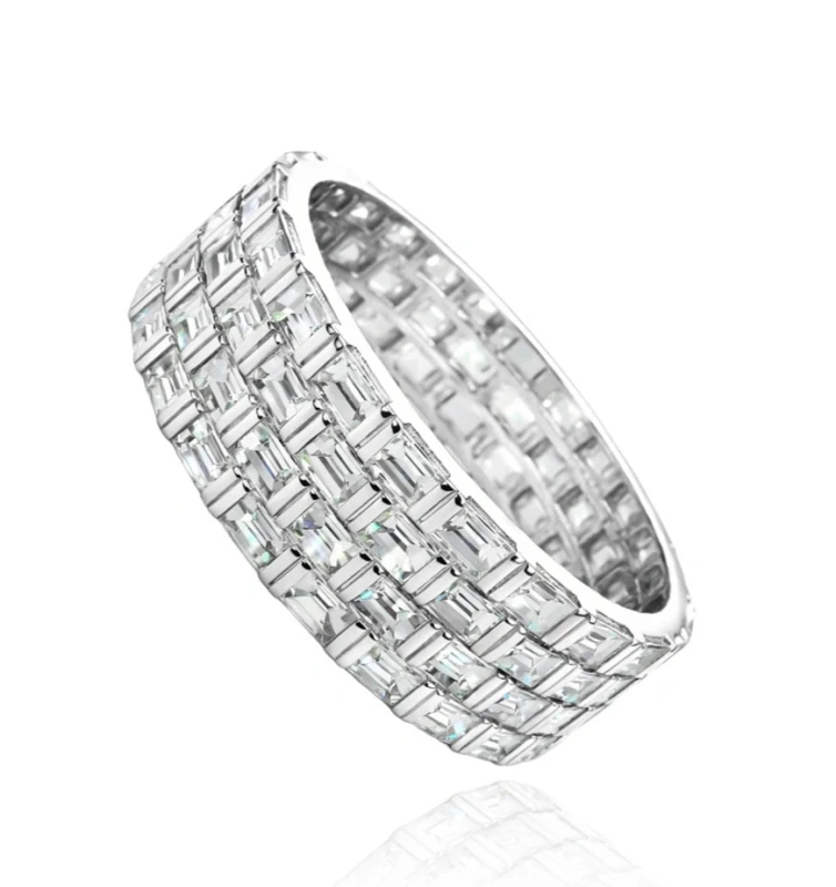 MULTI-ROW BAGUETTE CUT DIAMONDS RING 3.70 CT