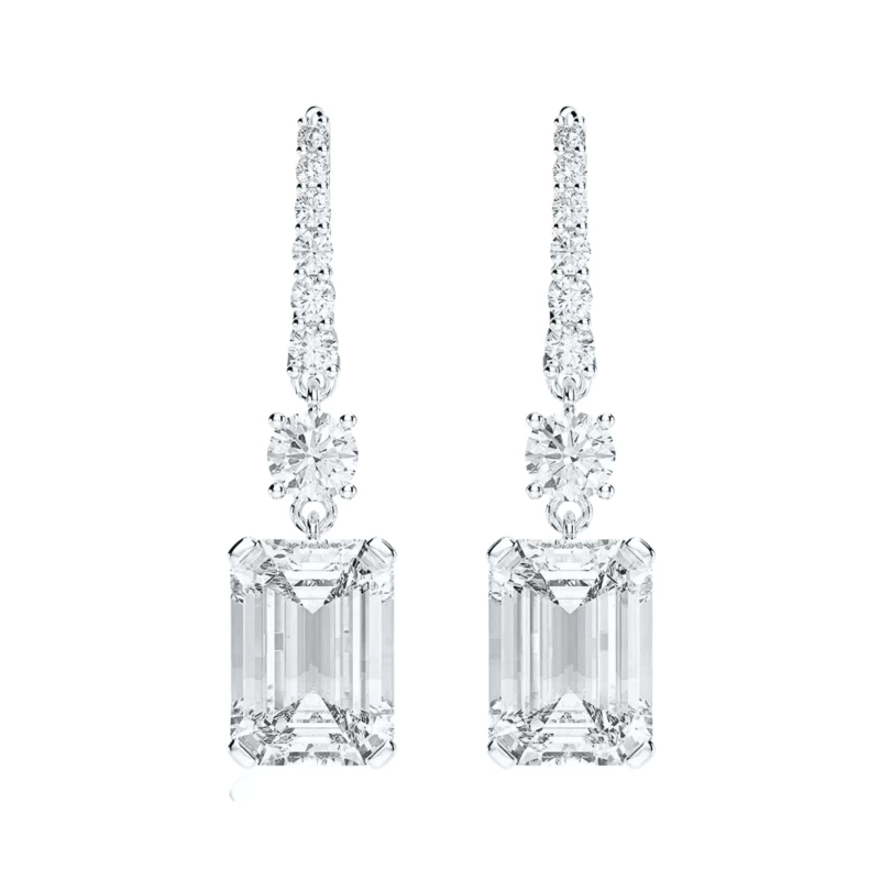 EMERALD DIAMOND 5.86 - 5.89 CT H-I/VVS EARRINGS (GIA)