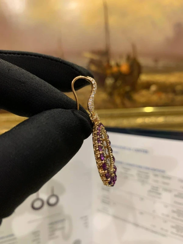 Earrings without a brand AMETHYST 7.60 CT AND DIAMOND 1.75 CT EARRINGS, ROSE GOLD NN AM 7.60 CT 7