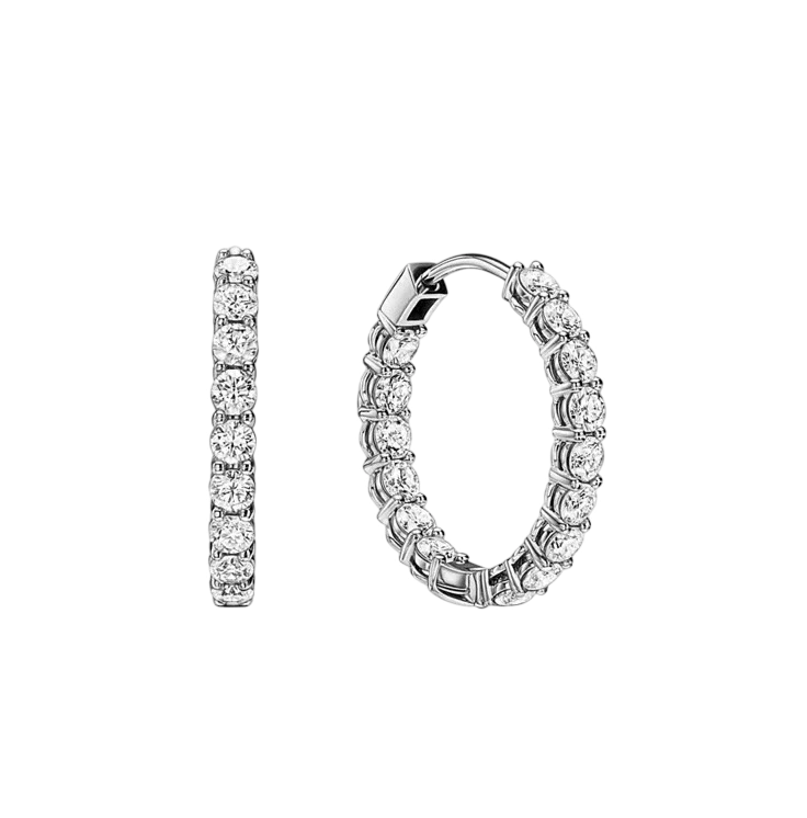 Diamond 2.39 ct Medium Hoop Earrings