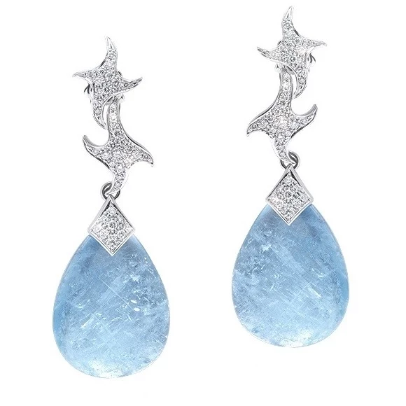 ASTREA EARRINGS, AQUAMARINES 61.70 CT AND DIAMONDS, WHITE GOLD