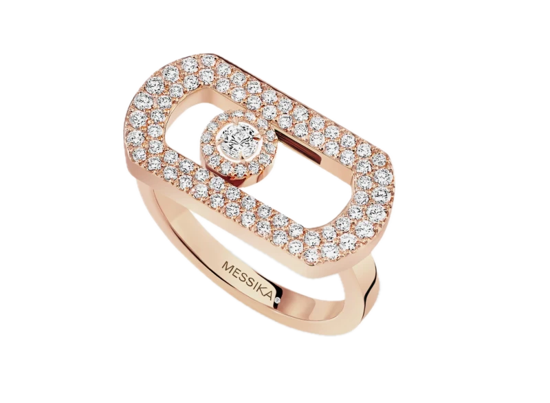 MESSIKA SO MOVE PAVÉ Pink Gold Diamond Ring (size 53) 12937-PG-53 1