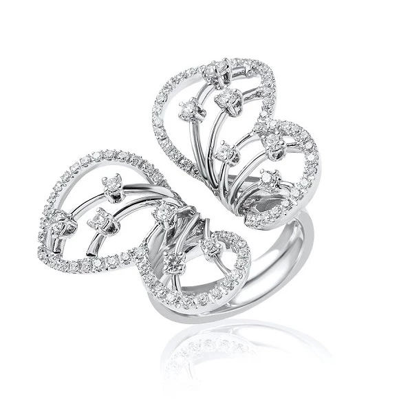 DIAMOND BUTTERFLY RING, WHITE GOLD