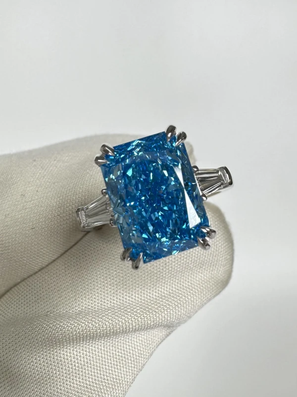 No name RADIANT DIAMOND 5.11 CT FANCY VIVID BLUE*/VVS1 RING (SIZE 52) GIA EXEX nn5.11ct FVB/VVS1 5