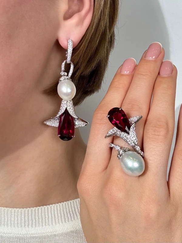 Schreiner TOURMALINE RUBELLITE PEARL SET schreiner 4