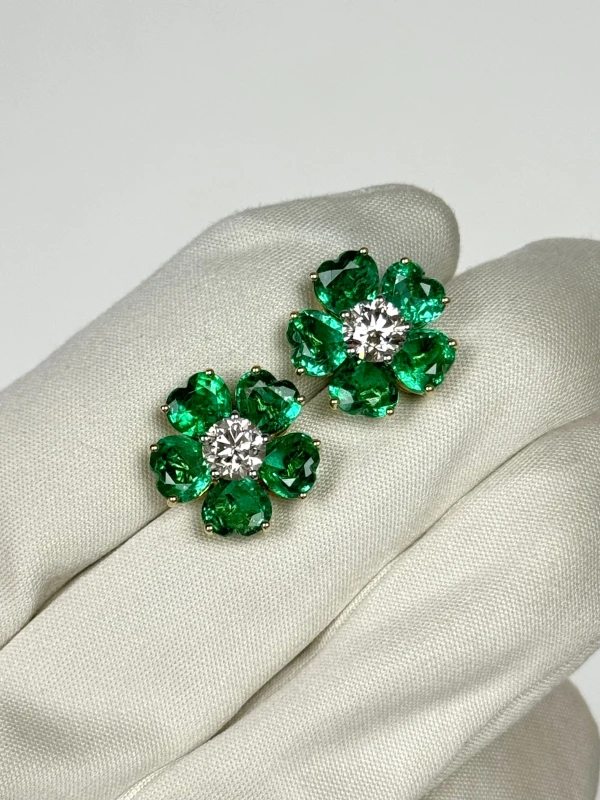 VERDI JEWELLERY СЕРЬГИ С ИЗУМРУДАМИ 7.02 СТ И БРИЛЛИАНТАМИ 1.40 СТ A31L 3