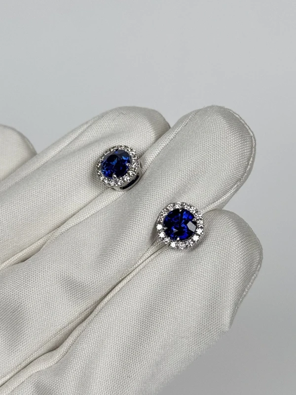 DeRosa SAPPHIRE EARRINGS 1.45 - 1.30 CT VIVID BLUE E448275 3