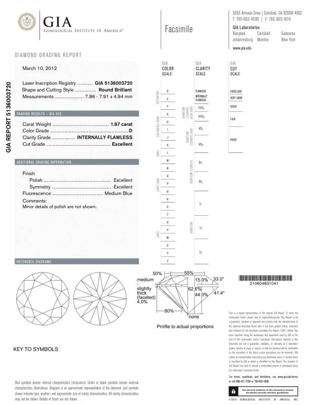 No name ROUND DIAMOND 1.87 CT D/IF EXEXEX RING (SIZE 55) NN1.87CT D/IF 2