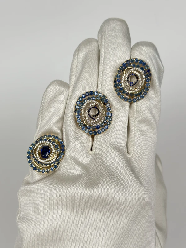 Ювелирные украшения КОМПЛЕКТ С БРИЛЛИАНТАМИ И САПФИРАМИ 0008Jewelry 3
