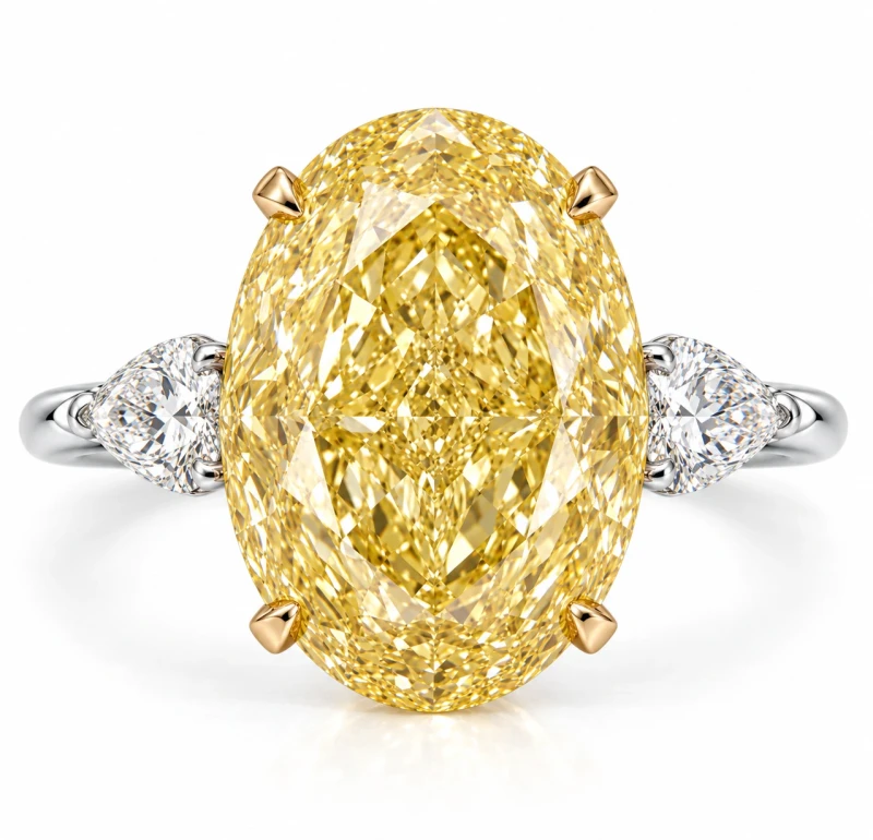 OVAL DIAMOND 10.03 CT FANCY LIGHT YELLOW/VS1 RING (SIZE 51) GIA EXEX
