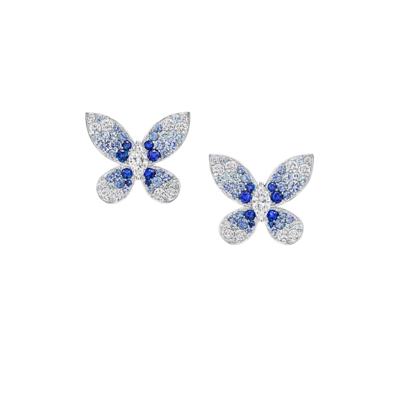Butterfly Sapphire, Tourmaline and Diamond Earrings