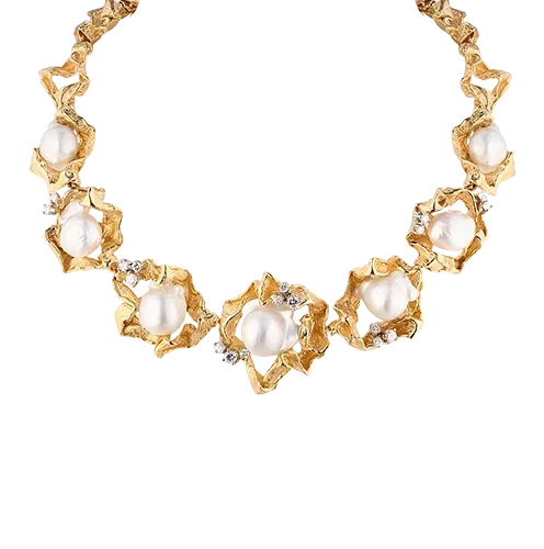 Earrings without a brand Gilbert Albert,  Cultured Pearl and Diamond Parure 16541604 2