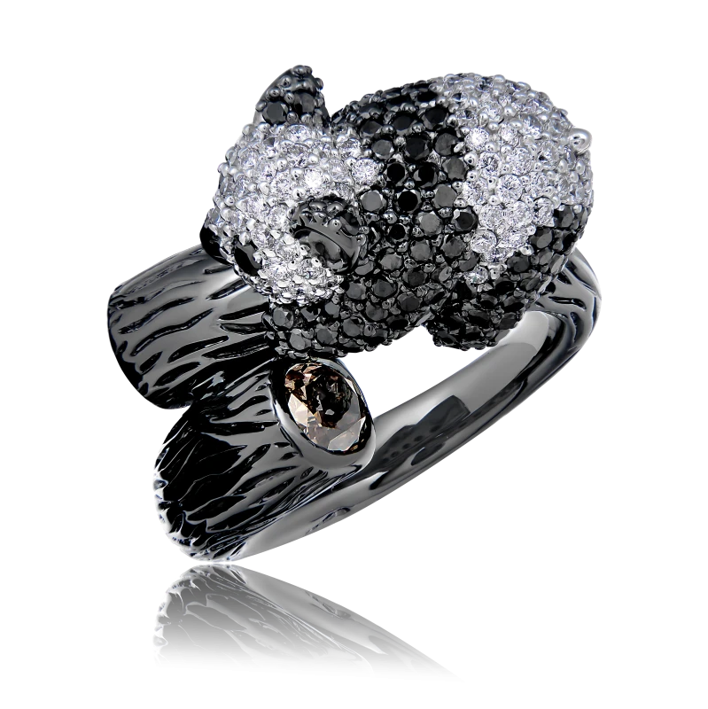 Earrings without a brand DIAMOND PANDA RING (SIZE 53) NN 1439 1