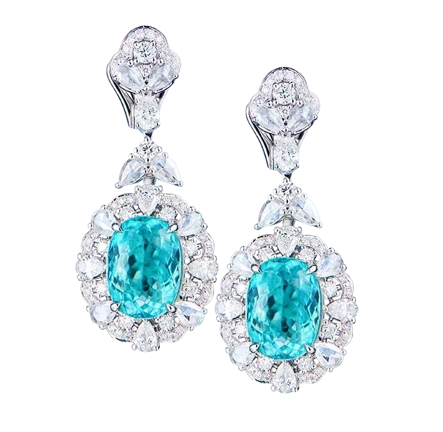 PARAIBA TOURMALINE 5.18 - 4.52 CT EARRING (AIGS)
