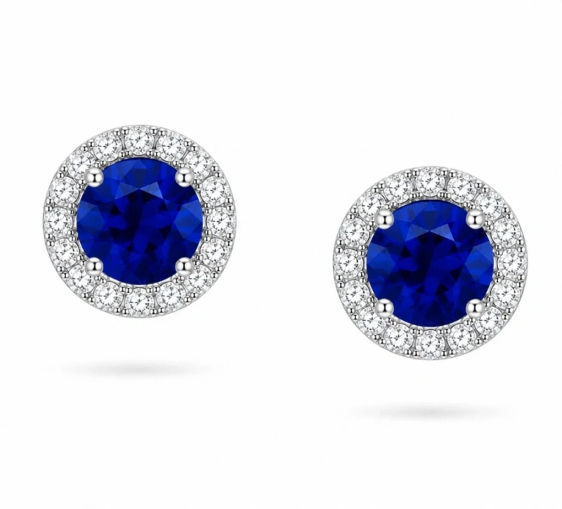 ROUND SAPPHIRE EARRINGS 2.52 CT VIVID BLUE