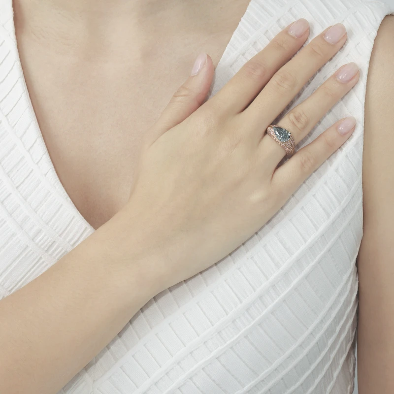 СЕРЬГИ NO NAME FANCY GREY-BLUE NATURAL 3.18 CT DIAMOND RING (GIA) D 3.18 CT 4